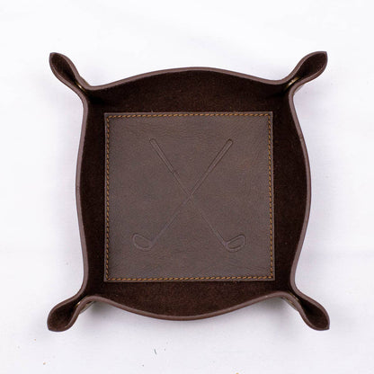 Golf Leather Embossed Valet Tray Dark Brown • Mens Woven Cotton Golf Boxers