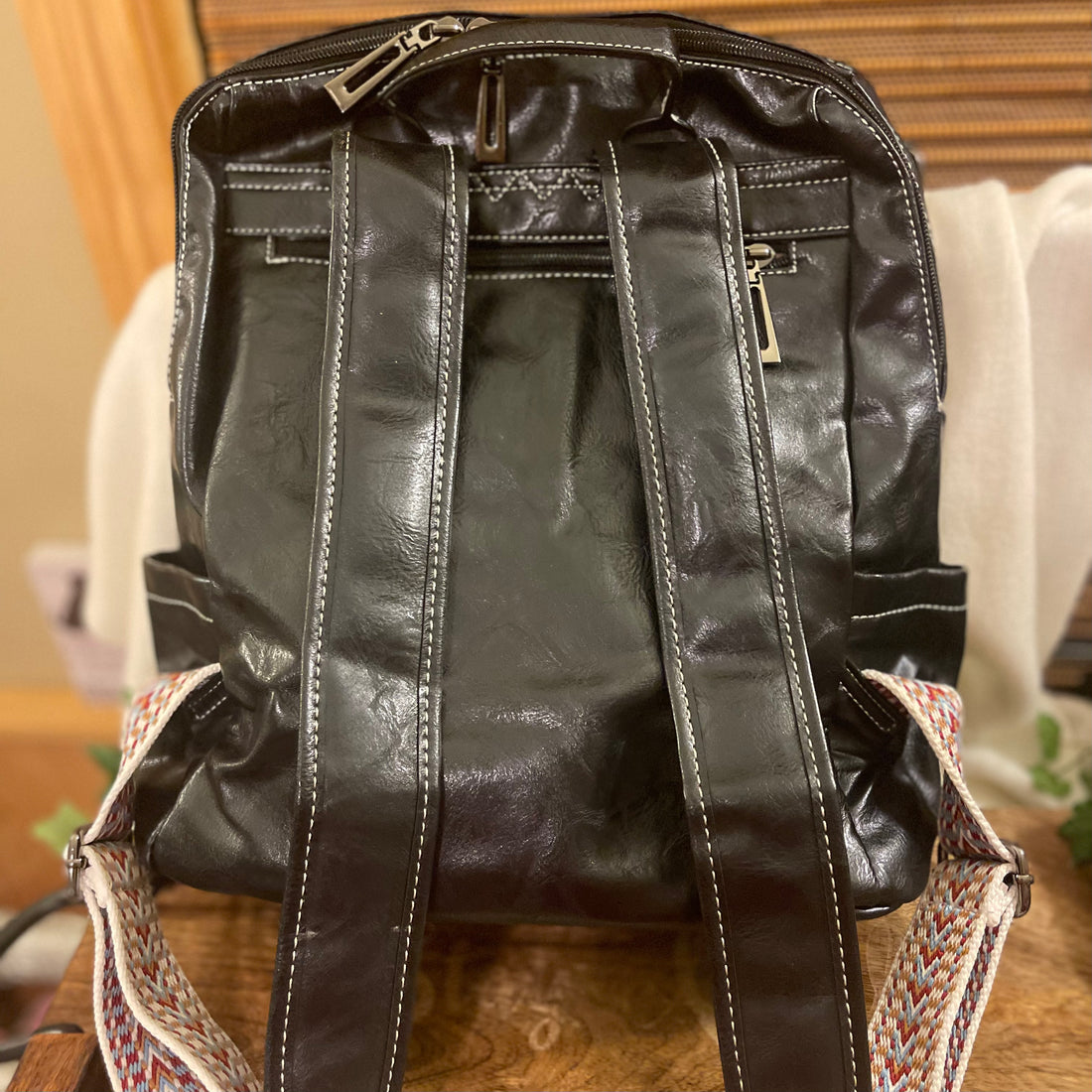 Vegan Leather Backpack Tote Bag With Leather Tassel Zippers and Detachable Strap Plus Bonus Strap