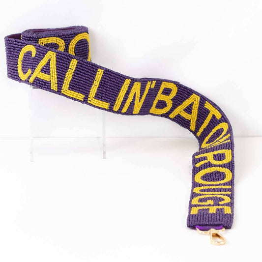 Callin' Baton Rouge Beaded Purse Strap • Purple/Yellow   44"