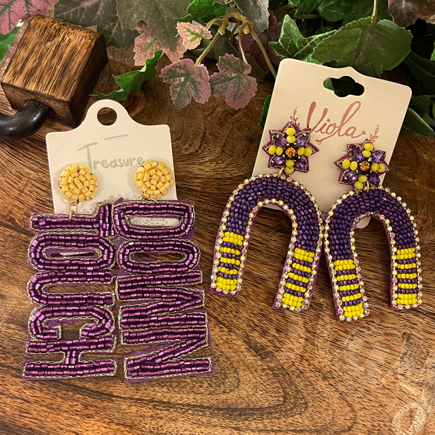 Tigers Statement Seed Bead Post Style Earrings