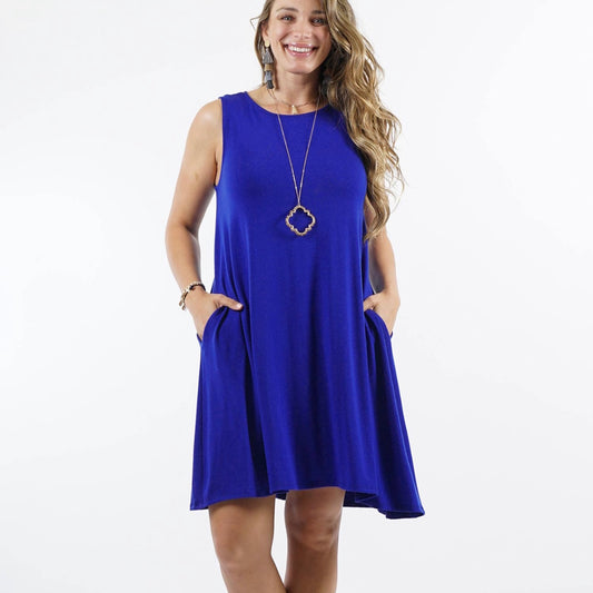 Curvy/Plus Royal Blue Sleeveless Dress