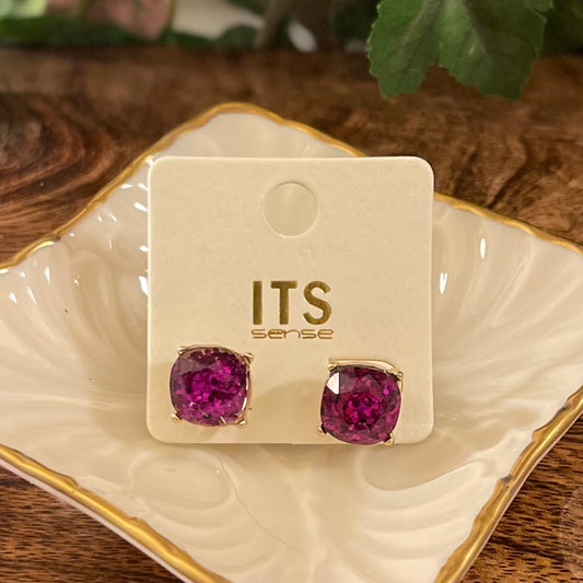 Purple Post Back Earrings