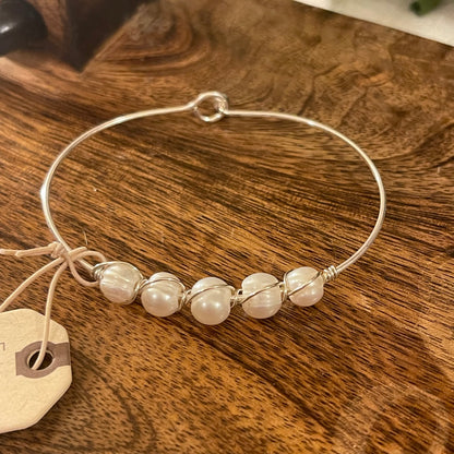 Wire And Pearl Bracelet