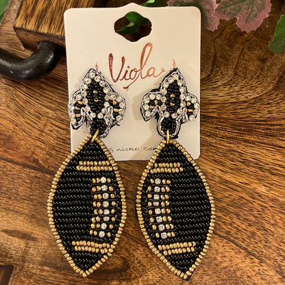 GameDay: Black and Gold Seed Bead Statement Earrings