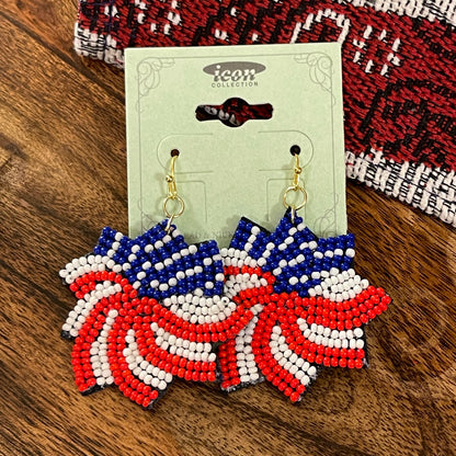 USA Seed Bead Statement Earrings