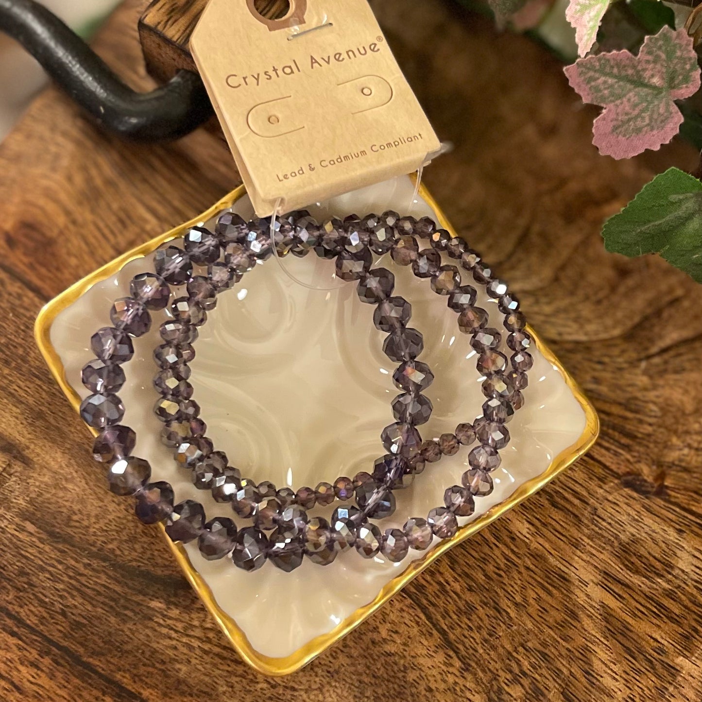 Stacking Bracelet Set In Metallic Lavender