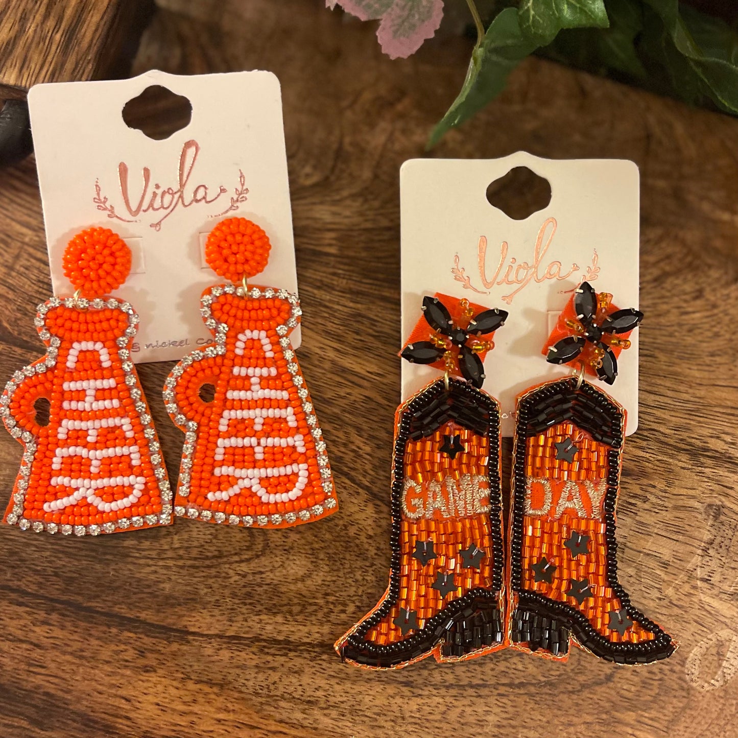 GameDay: Orange Statement Seed Bead Post Style Earrings