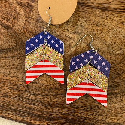 USA 🇺🇸 Stars And Stripes Dangle Earrings