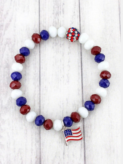 USA American Flag Scarf And Bracelet Set
