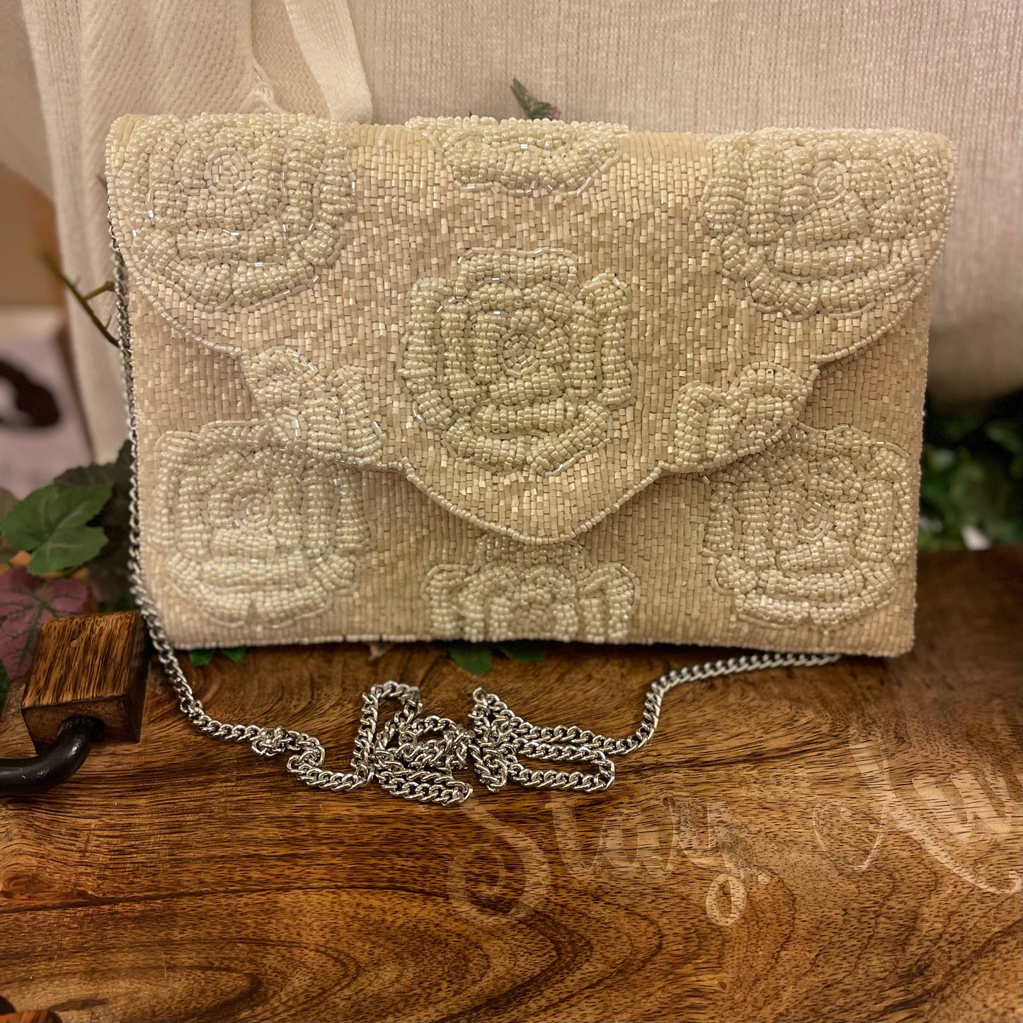 Seed Bead Crossbody Clutch Bride and Newly Wed