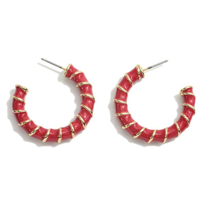 Red Enamel Hoop Earrings