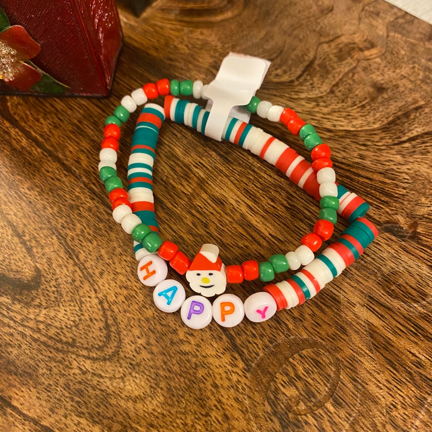 Christmas “Happy” Heishi Bead Girls Bracelet Set