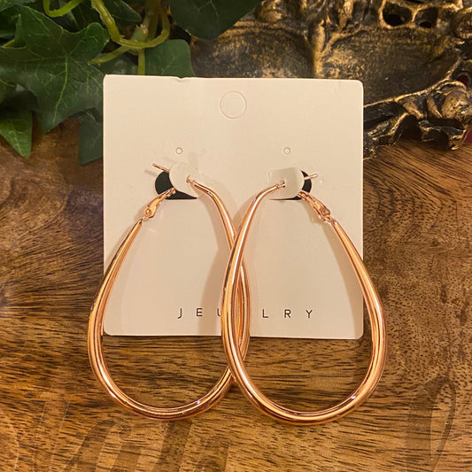 Rose Gold Oblong Hoop Earrings