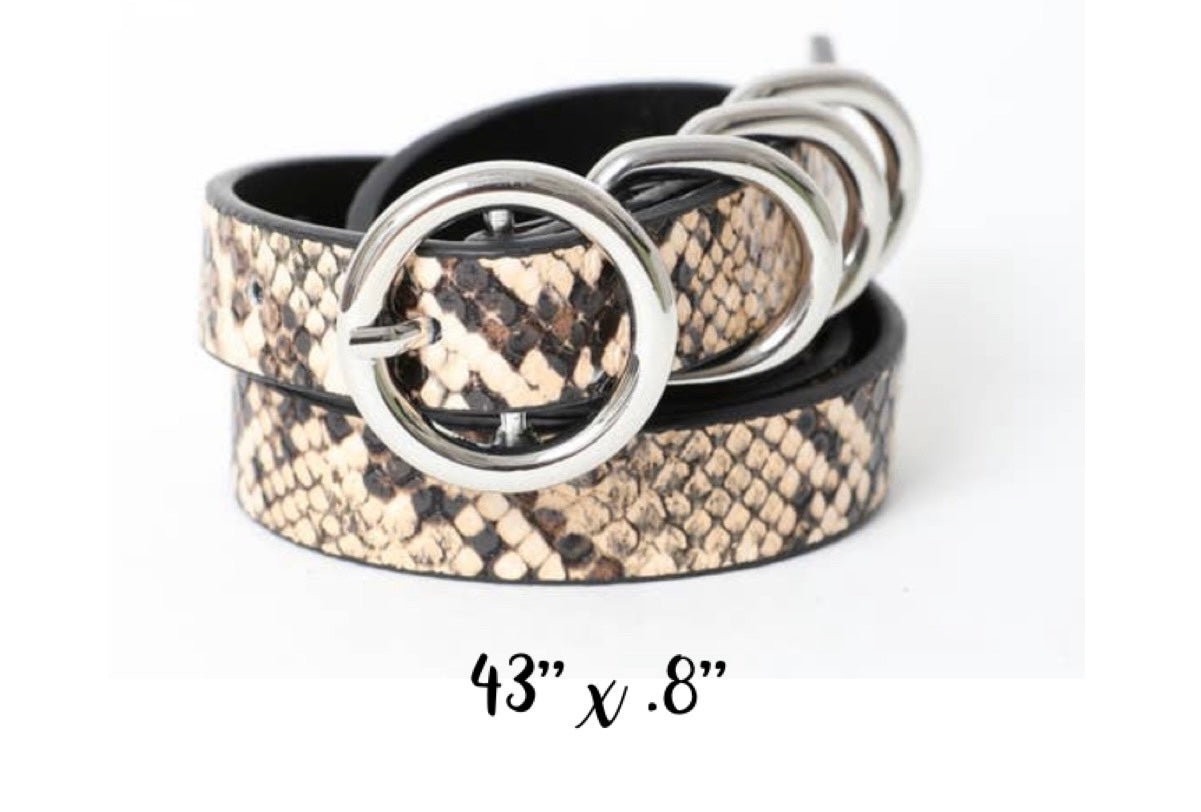 Ladies Leather Animal Print Belt Fits Sizes 4-14