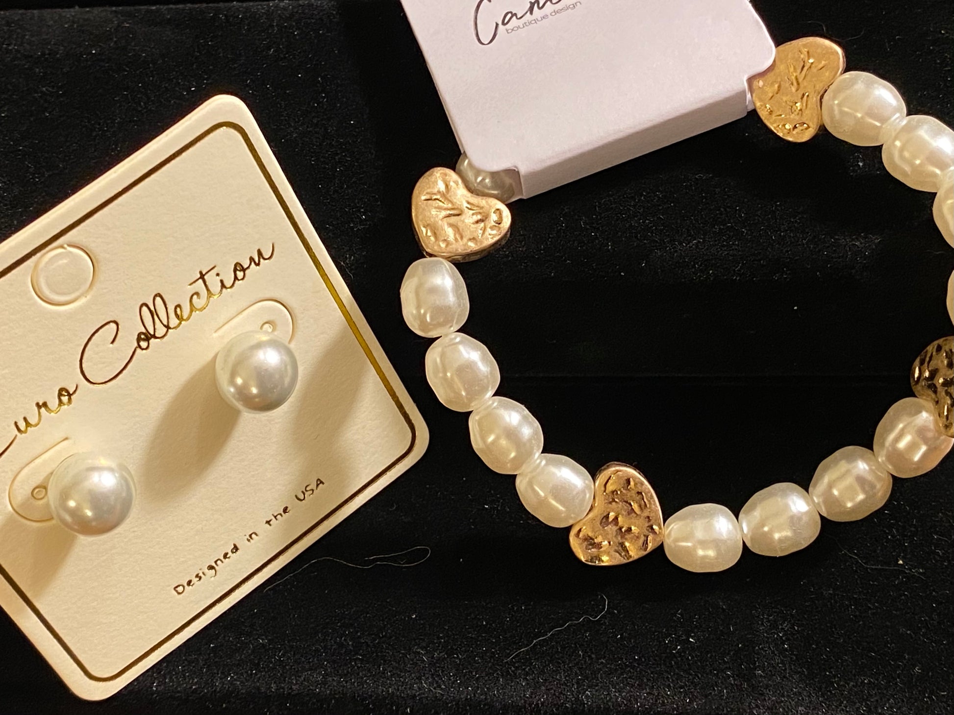 pearl bracelet gold hearts valentine's day