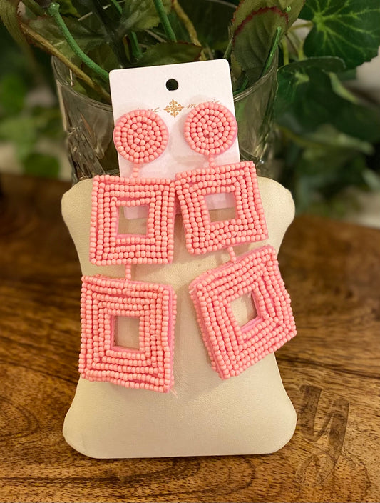 jane Marie seed bead earrings pink Valentine's Day 