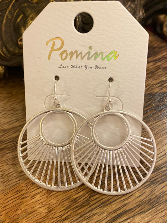 Earrings - Circle Dangle Earrings Silver