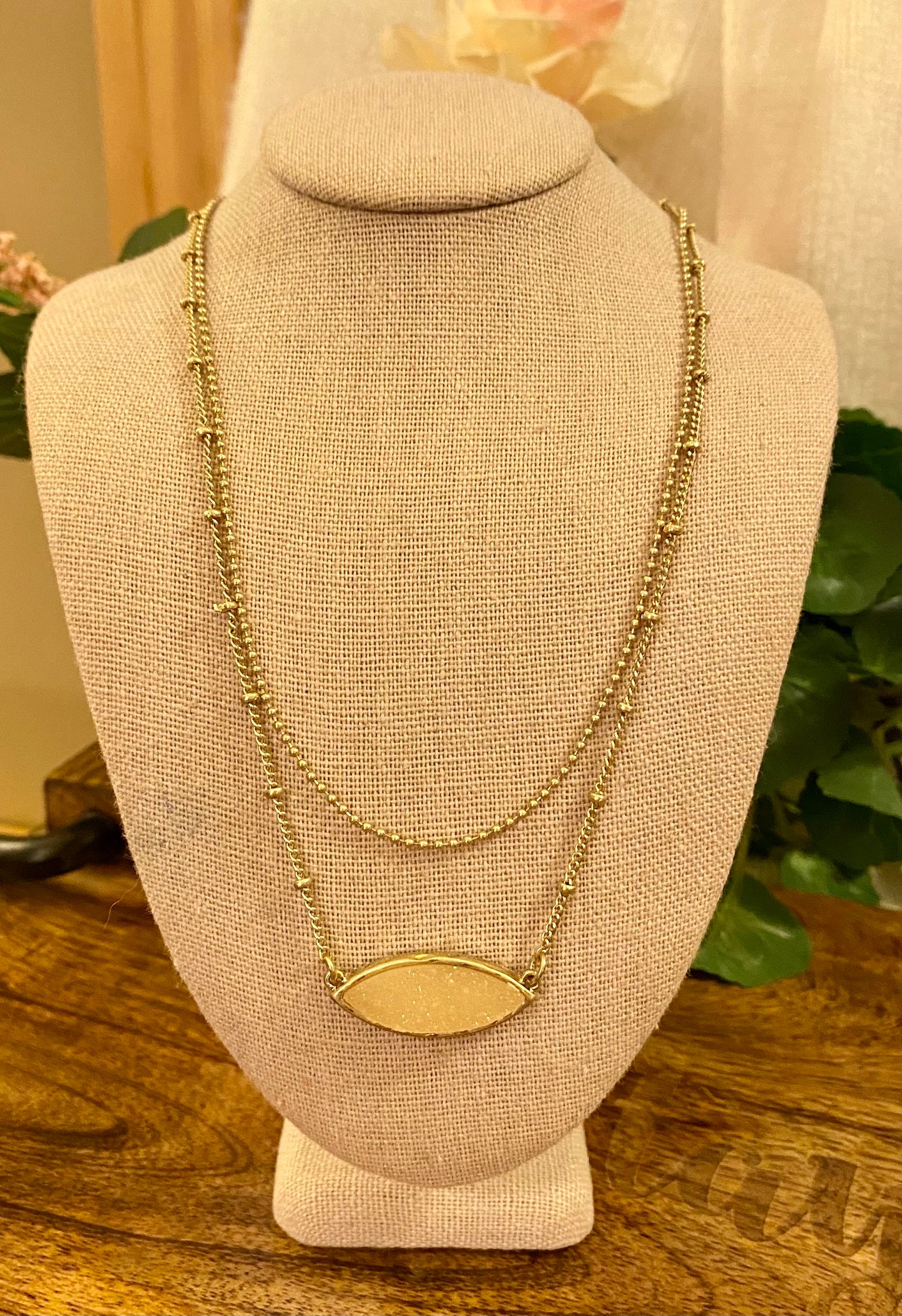 layered druzy necklacec