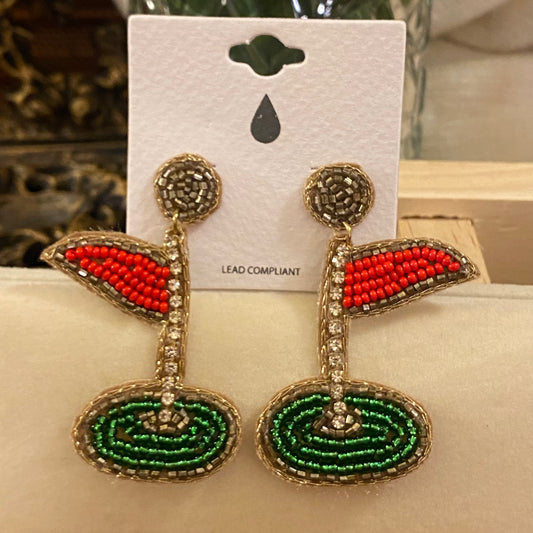 Statement Seed Bead Golf Post Back Earrings