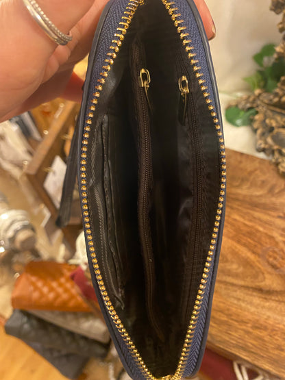 Genuine Leather Navy Clutch/Wristlet
