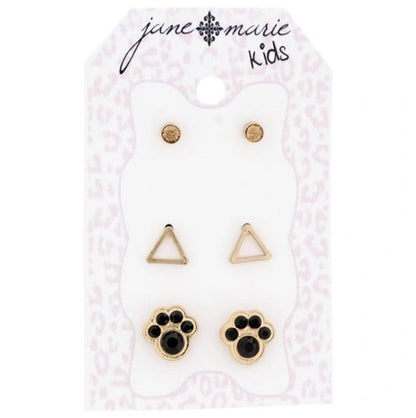 Jane Marie Kids Three Pair Earrings