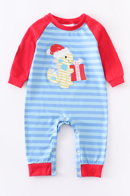 Infant Christmas Dinosaur Appliqué Romper 12 month