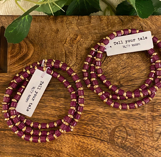 Bracelets - Purple & Gold Three Piece Stack Stretch Bracelets