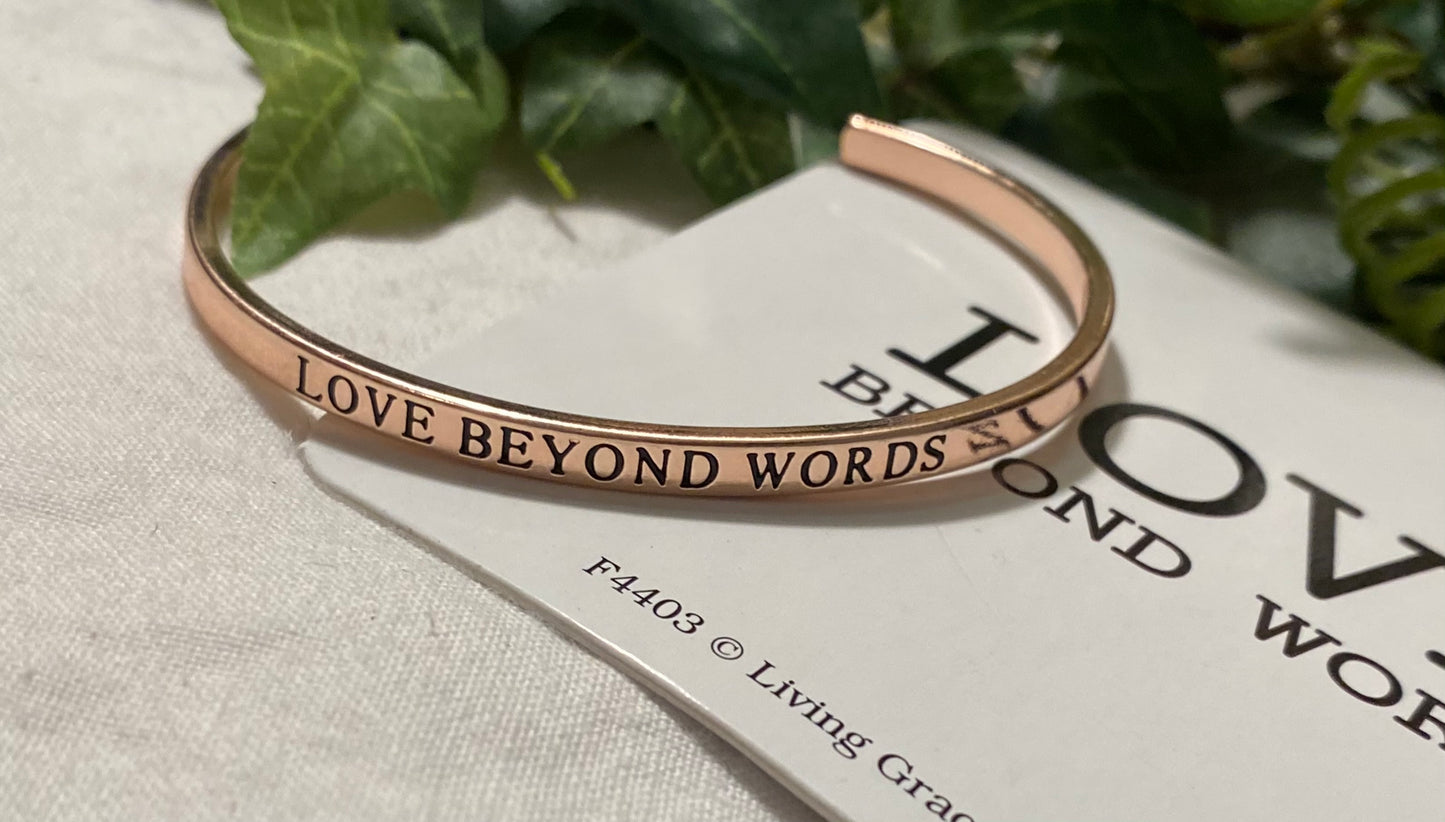 rose gold cuff bracelet love beyond words 