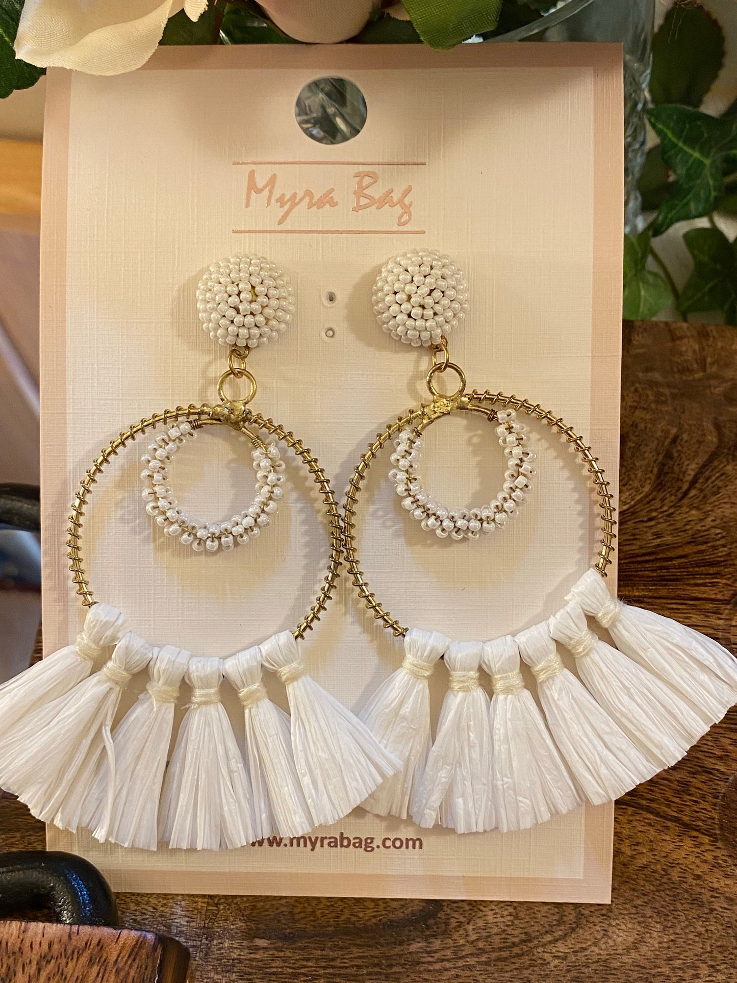 myra bag white raffia earrings 