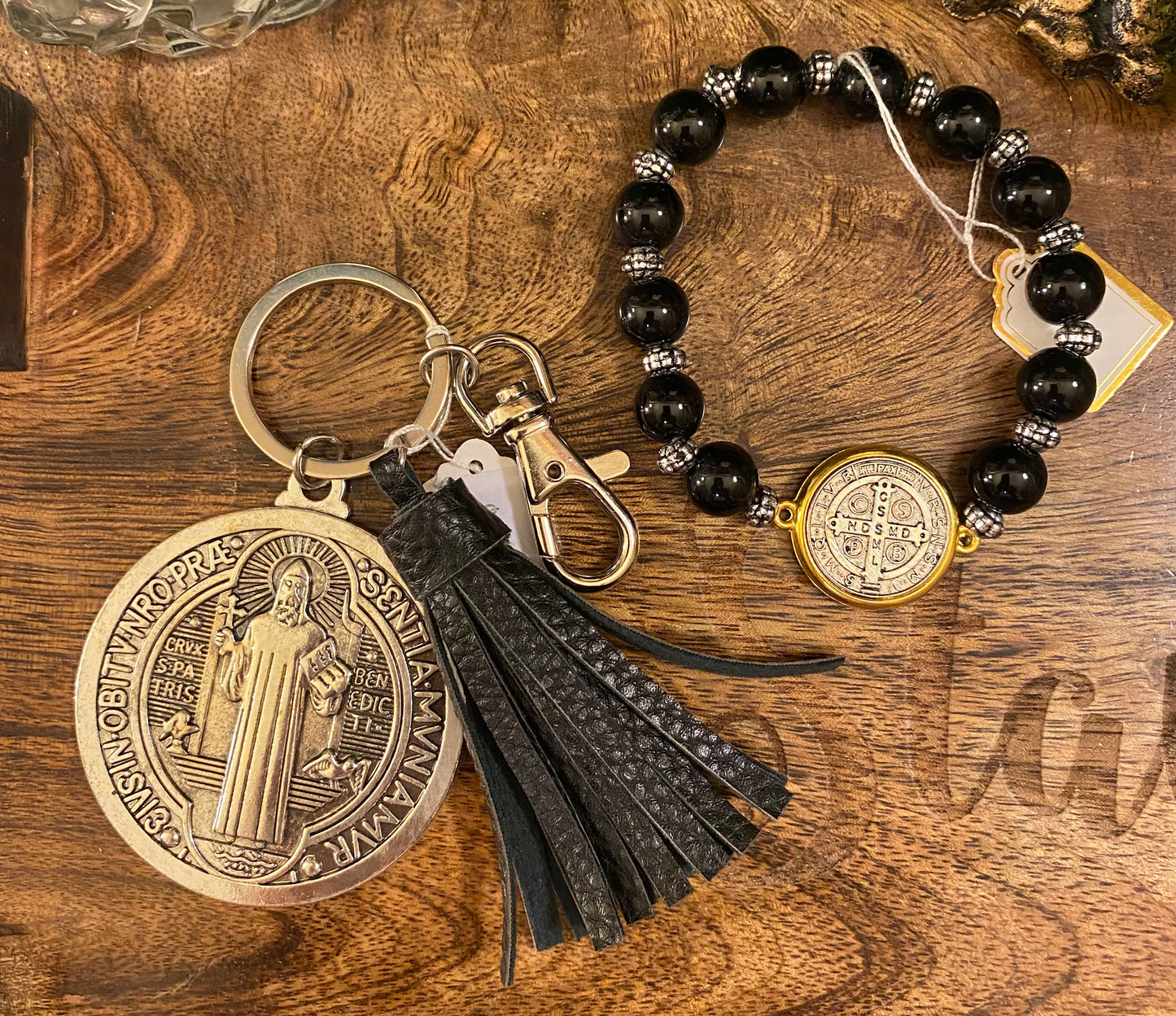 Saint Benedict Travel Clip and Bracelet Set