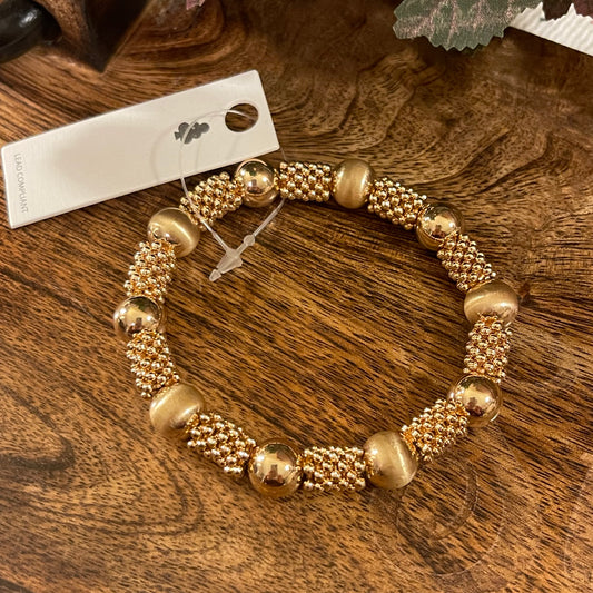 Gold Tone Beaded Stretch Bracelet