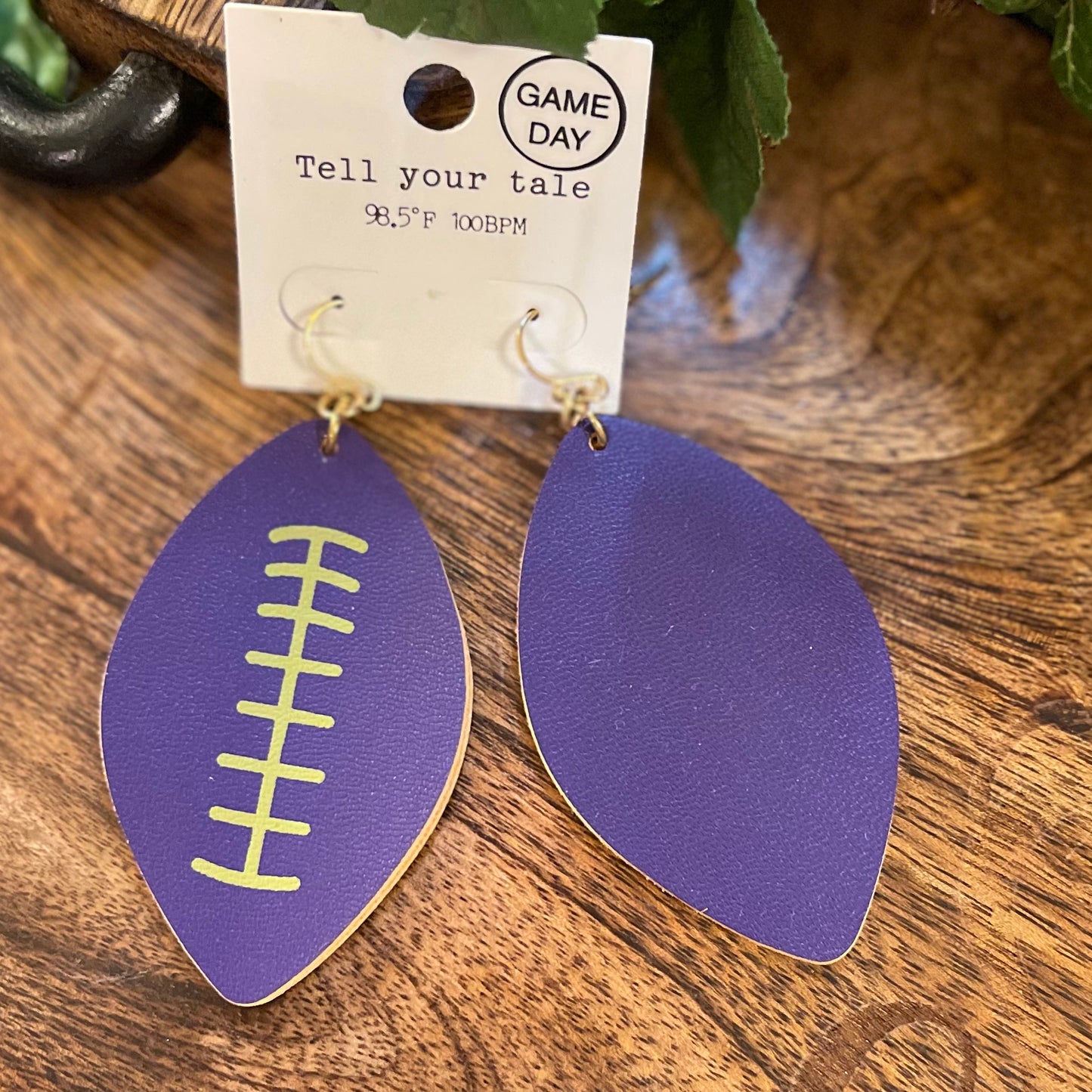 Tigers Purple and Gold Dangle Earrings