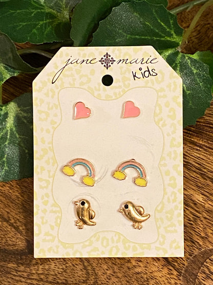 Jane Marie Kids Three Pair Earrings