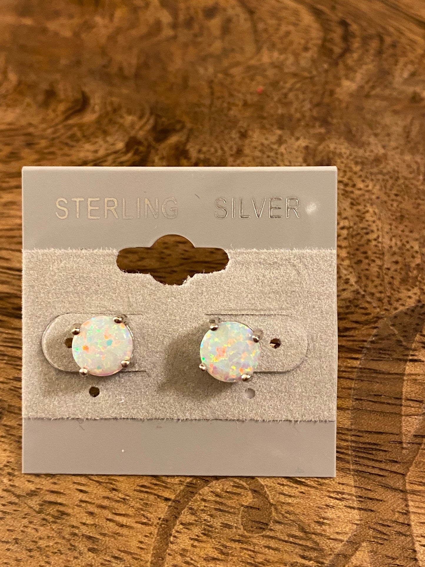 Sterling Silver Opal Earrings 7mm