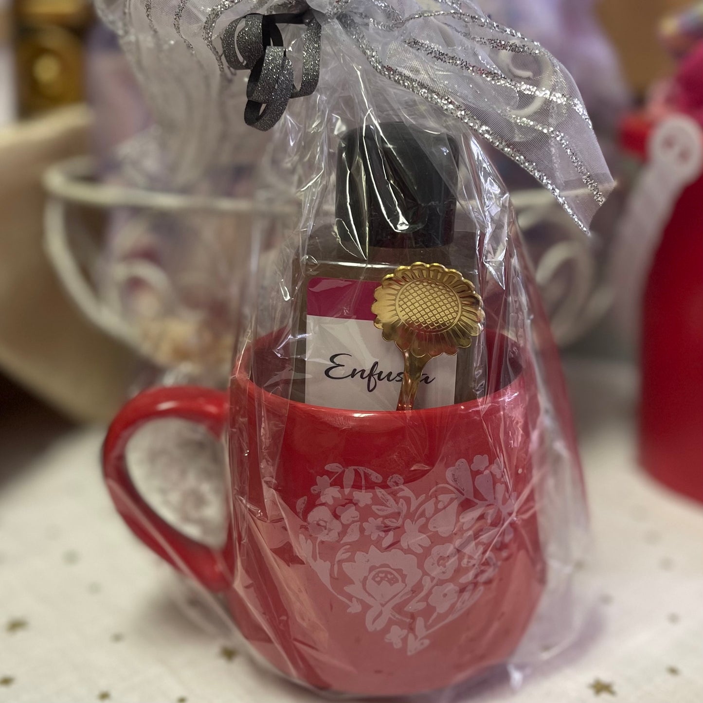 Ceramic Mug, Spoon, and Enfusa Bubble Bath Gift Set