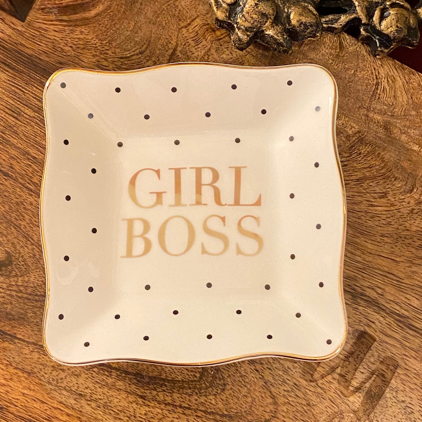 Mary Square Ceramic “Girl Boss” Trinket Tray
