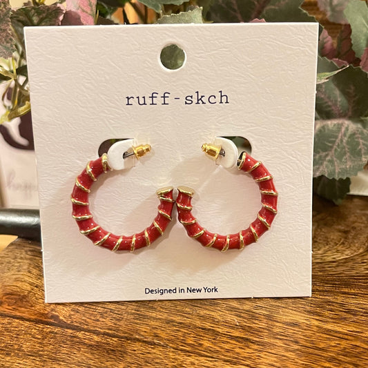 Red Enamel Hoop Earrings