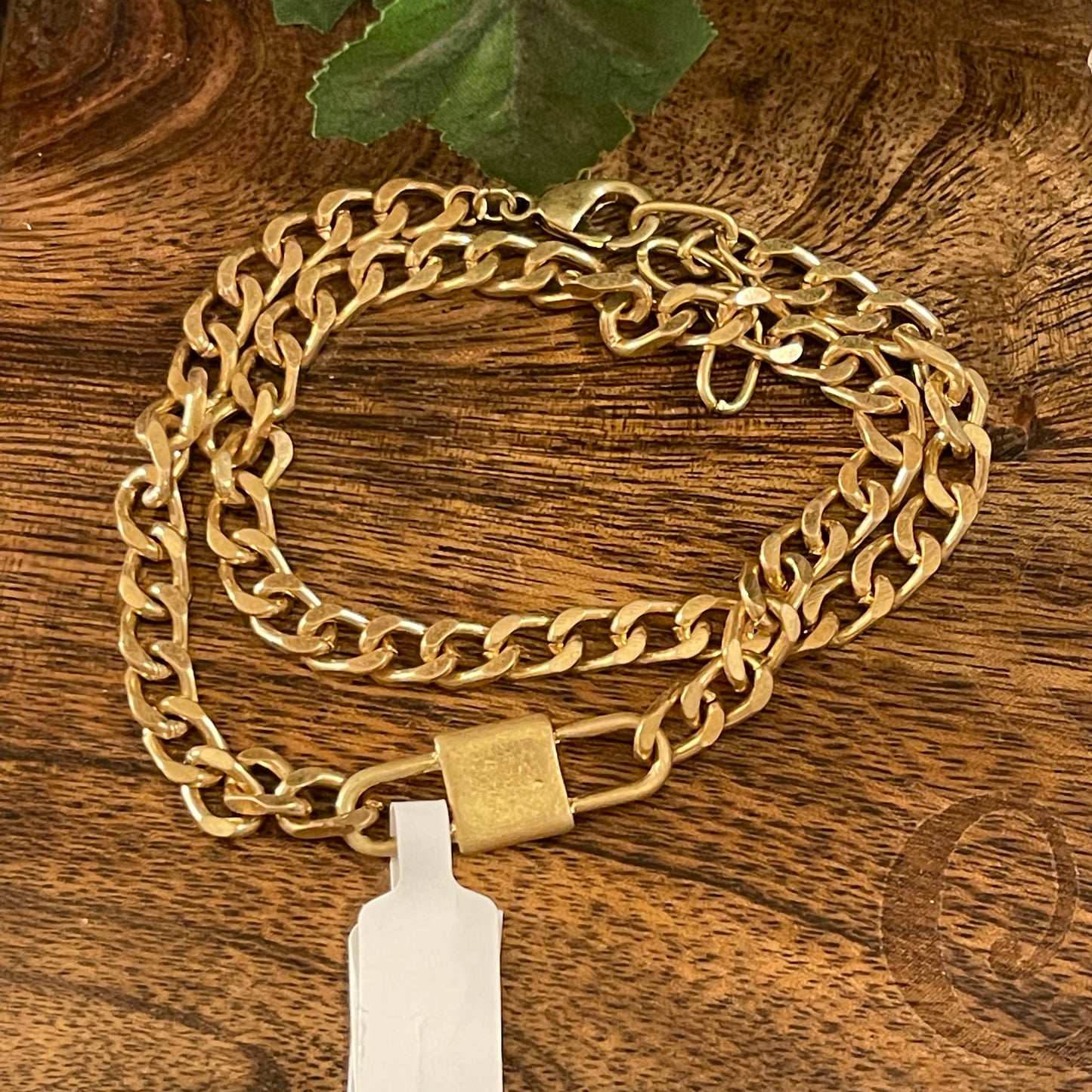 Gold Chain Link Wrap Bracelet With Claw Closure