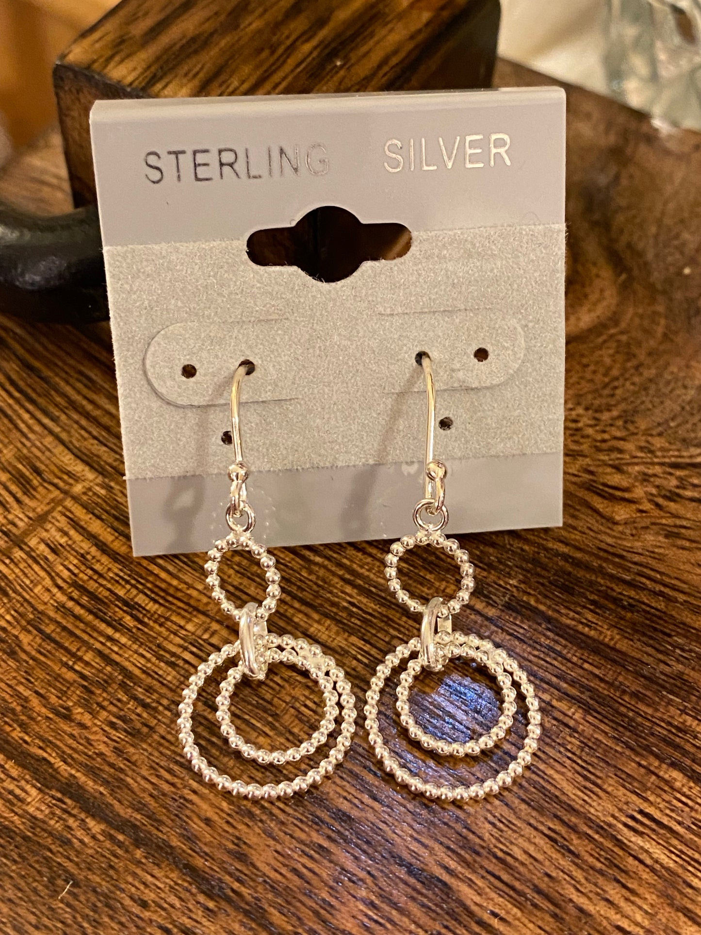 Sterling Silver Circle Beaded Dangle Earrings