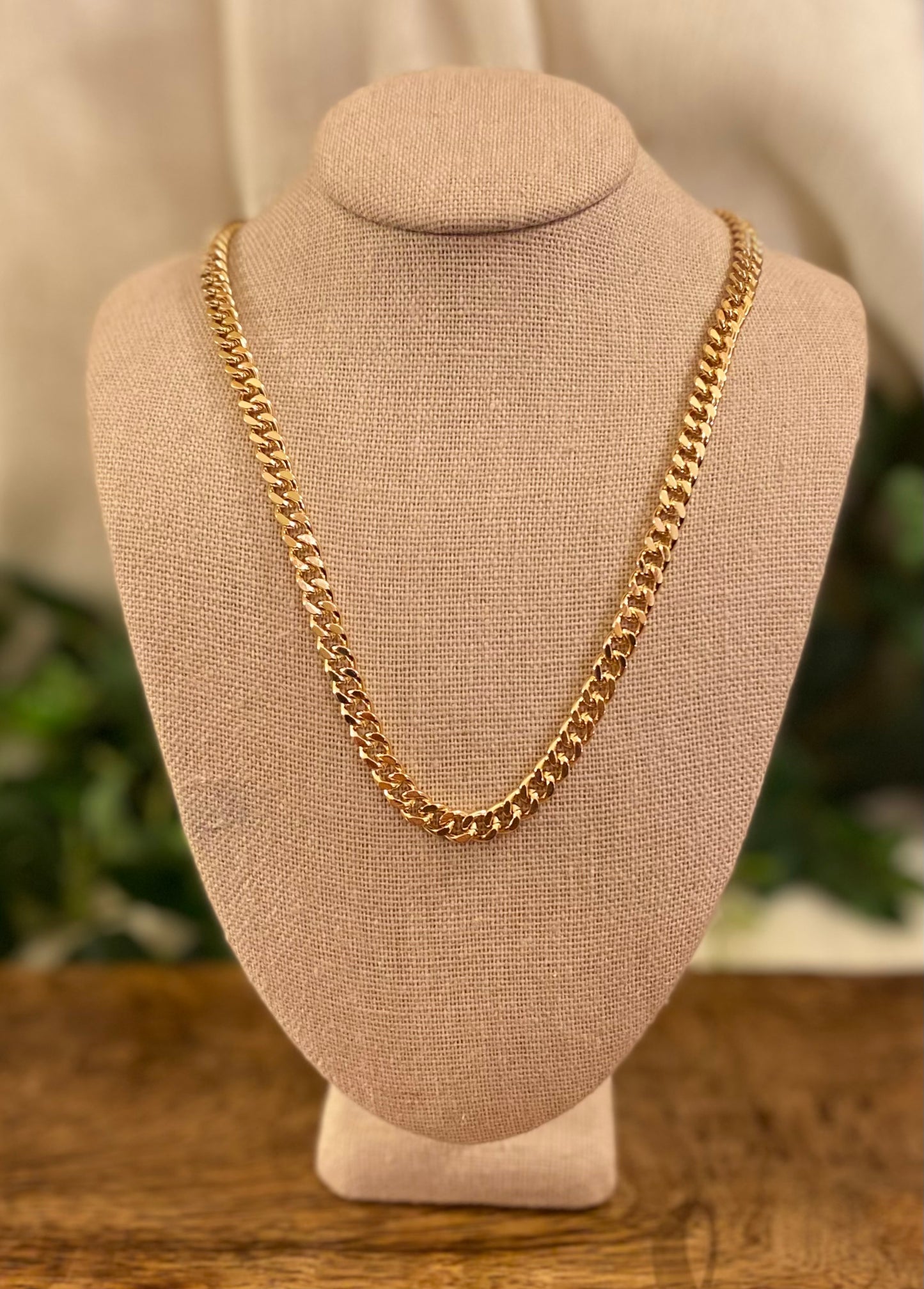 Gold Chain Link Necklace 14” Plus 3” Extender