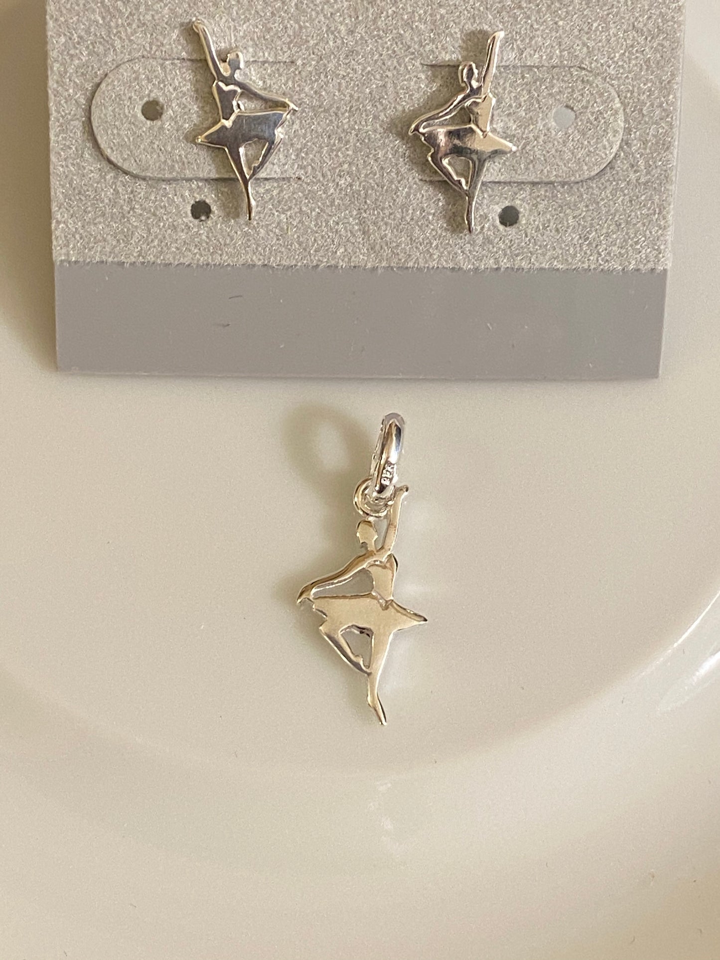 Sterling Silver Ballet Earrings and Necklace Set